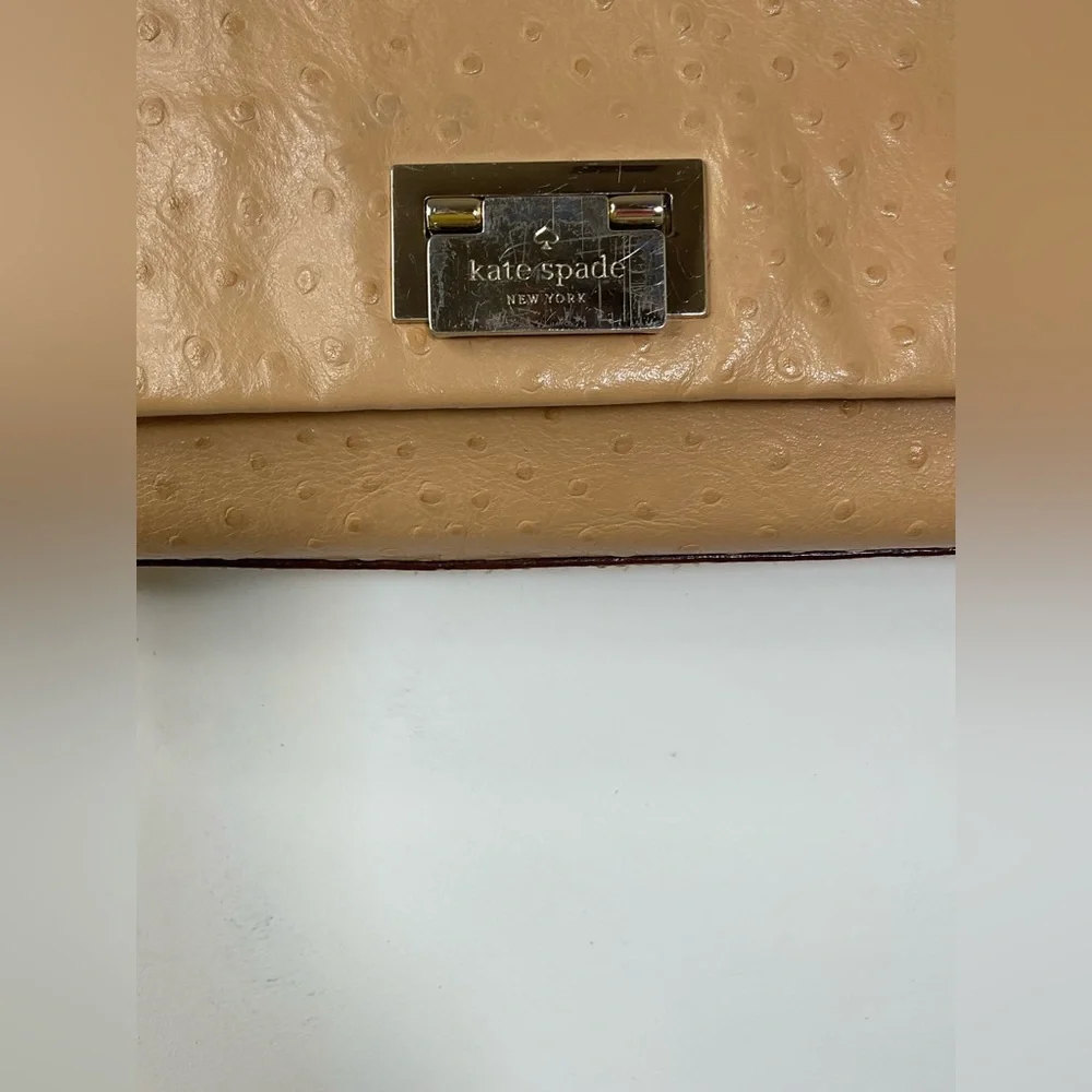 Kate Spade Tan Ostrich Embossed Leather Shoulder Bag